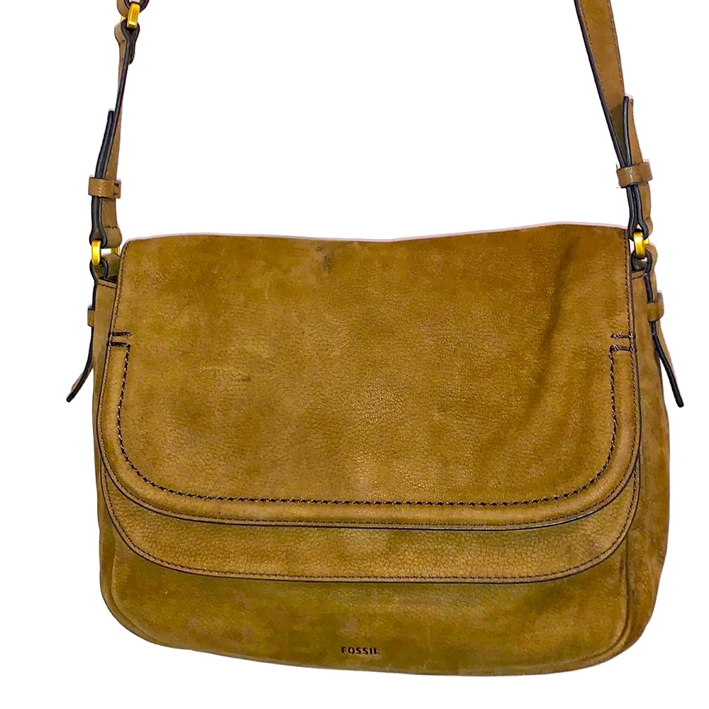 Fossil Crossbody Handbag Leather Dark Green/Brown